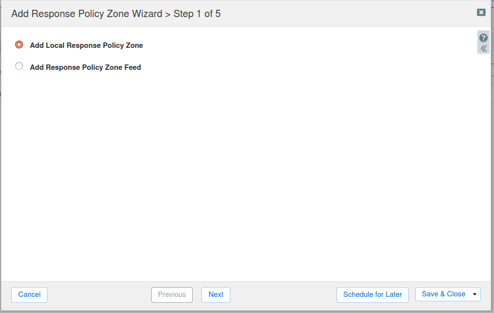 Infoblox RPZ Wizard Step 1